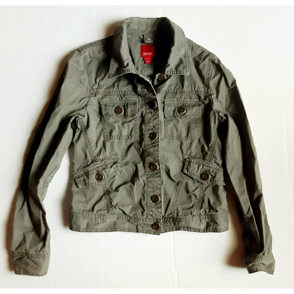 Esprit Button-Down Patch Elbow Crop Utility Jacket - image 6